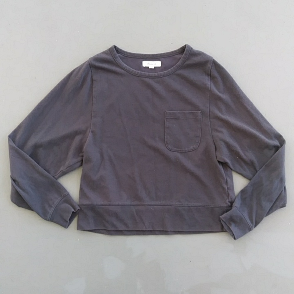 Madewell Gray Crop Sweatshirt Relaxed Fit